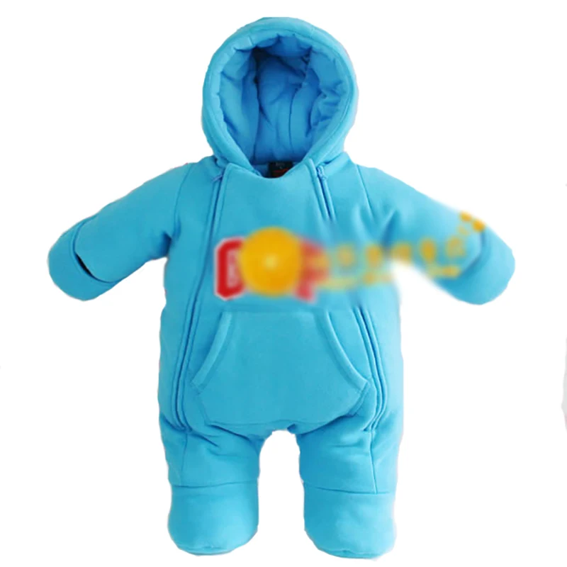 Blue velvet bag zipper foot newborn conjoined clothing newborn snowsuit baby snow clothing catsuitcoveralls for newborns winter