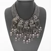 Gothic Dark Style Metal Tassel Jewelry Rhinestone Evil Skull Necklace Wholesale QL097
