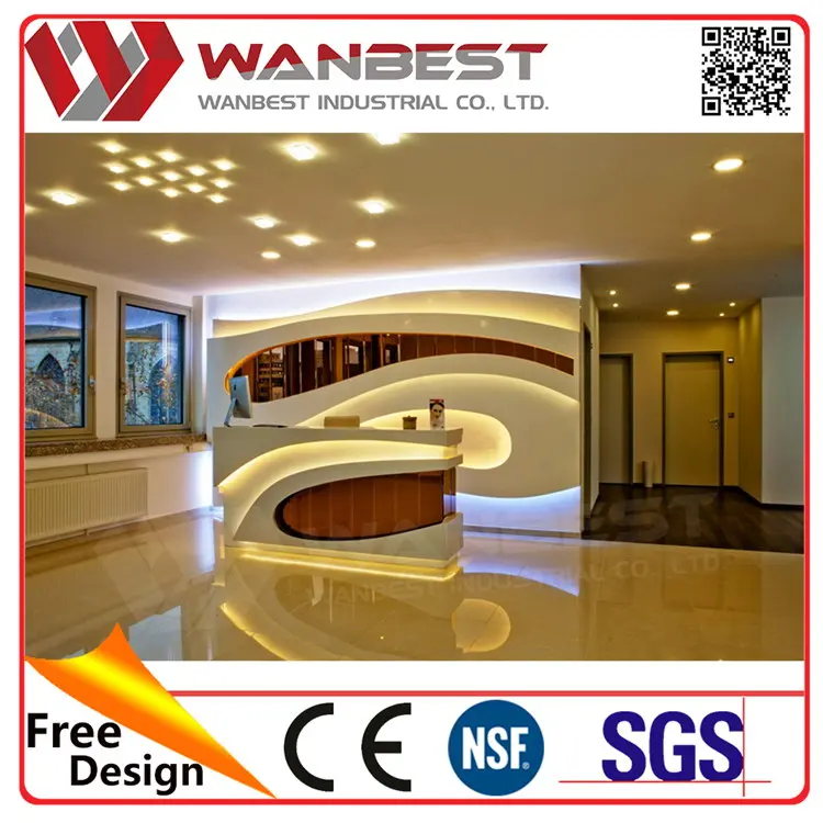 Solid Surface Material L Shape Artificial Stone Hotel Reception