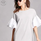 High Quality Plain Women's Pullover ruffle sleeve Sweatshirt long sweatshirt dress