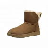 Wholesale sheepskin suede leather upper cheap warm flat ankle snow winter boots for men