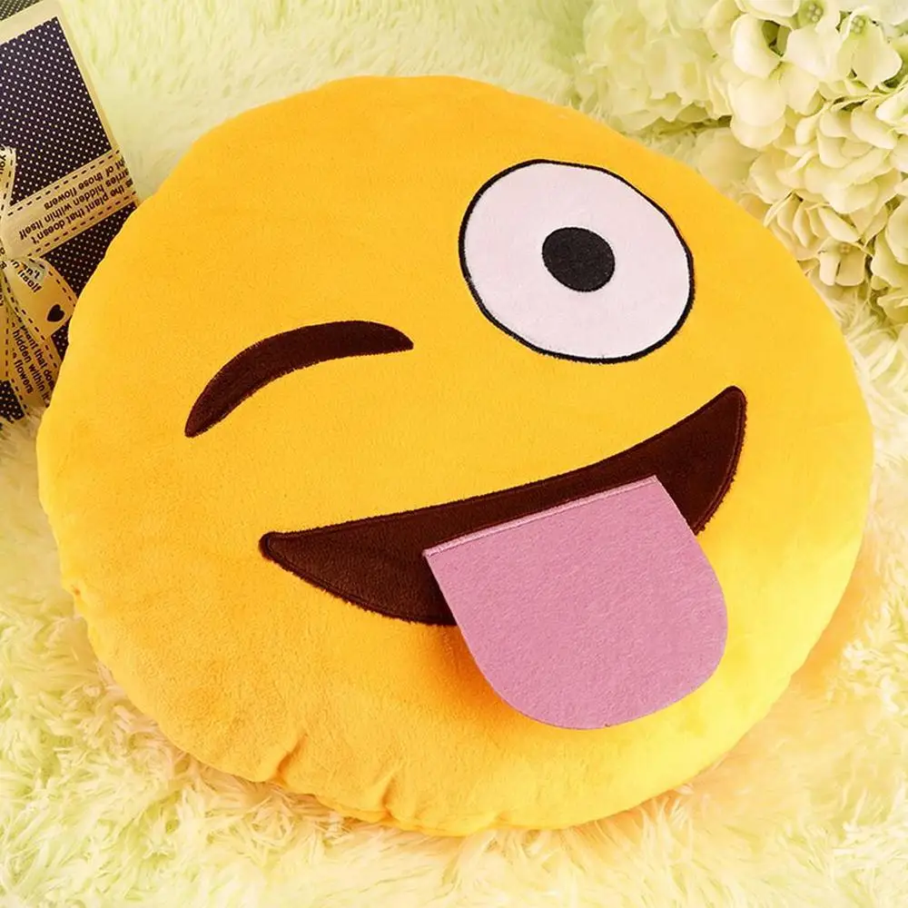 pretty Soft cute Emoji Smile Emoticon Pretty Round Cushion Pillow Stuffed Plush Toy