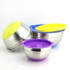 kitchenware mixing bowl with silicone bottom stainless steel salad bowl with lid