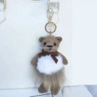 Custom made china factory bear plush pendant key chain ring toys