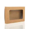 Foldable customized recycled folding soap towel clothes small brown kraft paper cardboard gift packaging box with window