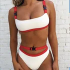 2019 Hot Selling Sexy Bikini knitting belt buckle swimwear two-piece set swimwear Wholesale