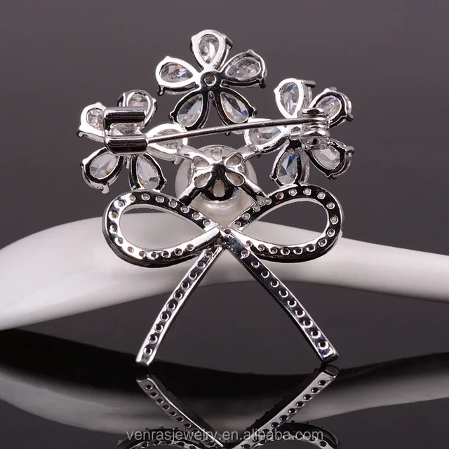 bowknot colorful inlaid cz brooch scarf buckle women brooches