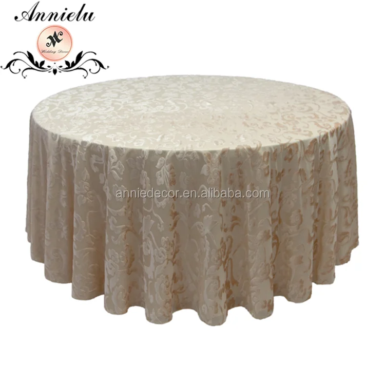 AL2019-TC11Wholesale green jacquard pattern velvet wedding table cloth round