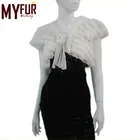 Women's fashion white fox fur bolero with lace trim fur vest