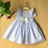 girl summer dress cotton ruffles blue striped fashion baby frock design new model girl dress kids clothes wholesale lots