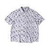 Fashion Tropical plants printed Plus size short sleeve shirts 100% cotton mens fashion leisure loose menswear