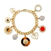 Gold Plated Chain Bracelet Wholesale Heart Coins Charms Bracelet