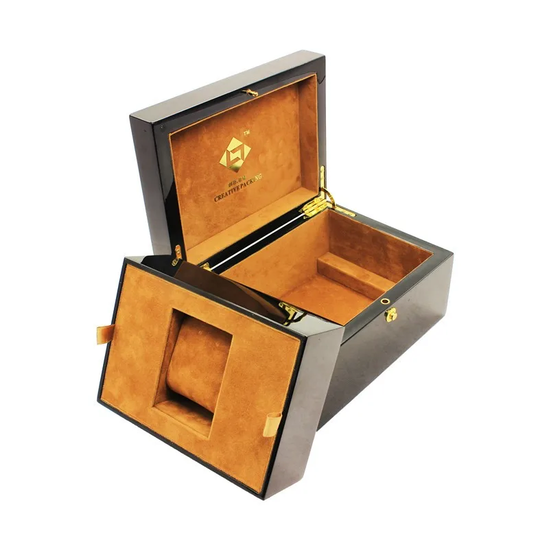luxury custom high glossy single wooden men watch boxes