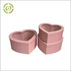 Pink heart shape flower gift box with pvc window for chocolate packing