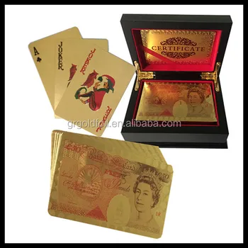 business gift cards wood box poker cards durable gold/ silver