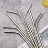 Colorful Straight 6X215mm 304 Stainless Steel Straws Reusable Drinking Straw Bent Metal Straw with Cleaner Brush
