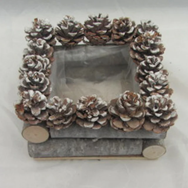 mini craft basket gift woodern basket with pone cone for flowers