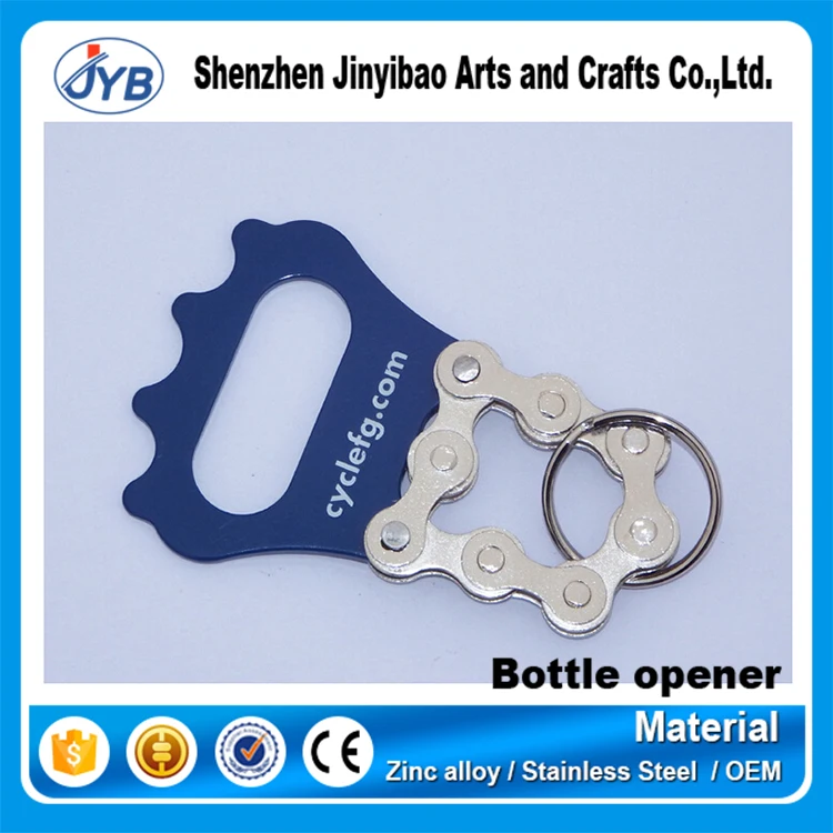 creative gift metal bicycle chain beer bottle opener with key