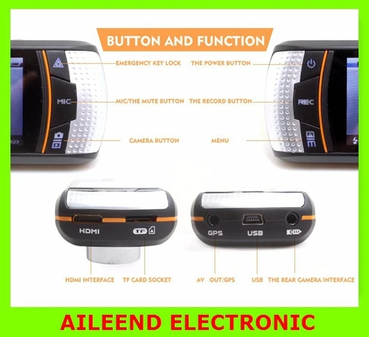 Dual Lens Mini Car DVR Camera Recorder Car Detector HD1080P 140Degree 2.7"LCD Dash Cam With Rear Cam GPS Tracker