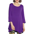 Women 3/4 Three Quarter Sleeve Swing Tunic Tops Plus Size T Shirt
