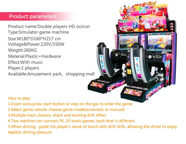 Threeplus Guangzhou Factory Driving Car Simulator Video Classical Outrun Games with Play Seat for 2 Players
