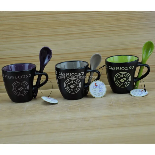 300ml coffee mug logo gift matte finish black coffee mug with