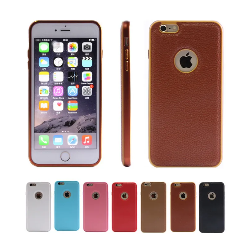 I5 New Design Luxury Leather Cover Back Capa Para Case For iPhone 5 5S 5G Apple Aluminum Metal Gold Frame Cover Phone Accessory