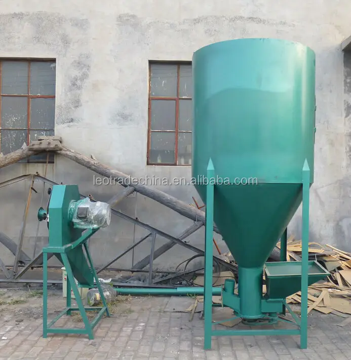 combined animal feed crusher and mixer 1ton/hour