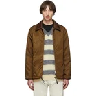 OEM men Brown Coaches Logo Long sleeve lightly padded nylon canvas jacket