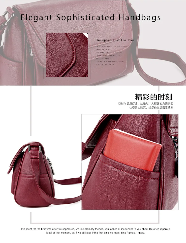 Guangzhou Burgundy Black Bolso Bandolera Sacoche 100% Leather Bag Women Shoulder