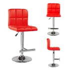 Red Bar Stools Classic Stainless Steel Bar Chair PU Leather Bar Stool Chair Modern