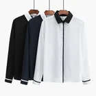 Fashion long sleeves constracsting color collar chiffon latest shirt design