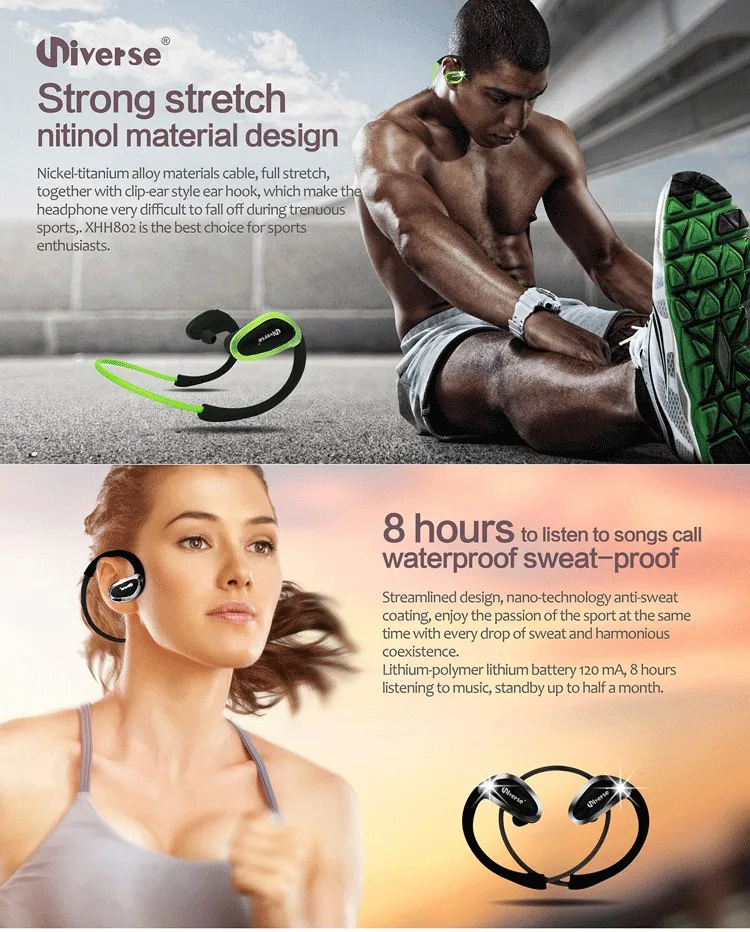 Strong stretch nitinol CSR8635 chipset earbuds/headphones/earphones with 120Mah Li-battery - ANKUX.COM