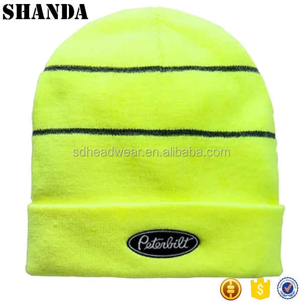 Оптовая продажа высокая-Vis безопасности желтый Зимняя шапочка зима вязаная шапочка для бега