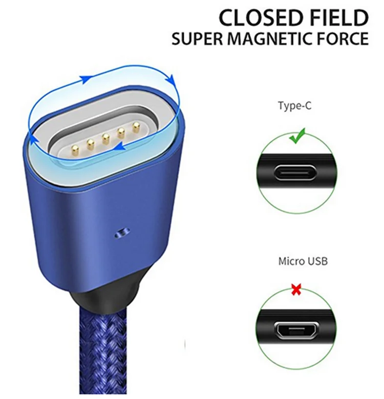 1M Blue Magnetic Micro Usb Cable 2A Fast Charging Usb Data Cable Wire For Samsung LG Htc Android Phone Charging Cable - ANKUX.COM