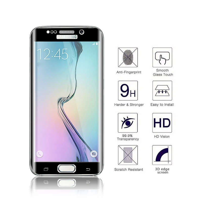 TOMKAS Glass For Samsung S7 Edge Screen Protector Film 3D Curved Edge Glass For Samsung Galaxy S7 Edge S6 Edge Screen Protector (4)