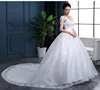Lace Cap Sleeves Bridal wedding gown with Long Tail High quality Wholesale cheap wedding dresses made in China