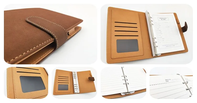 magnetic closure loose-leaf/ 6 ring binder notebook with custom