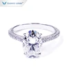 Tianyu Gem Hand Make Gold Jewellery 12*8mm D E F White Oval Brilliant Cut Moissanite Ring With Hidden Halo