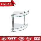 fashion popular style dual tier bathroom corner glass metal shelf rack