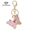Shiny Crystal oil drop Butterfly Jewelry keychain women key holder chain ring car bag pendant Charm