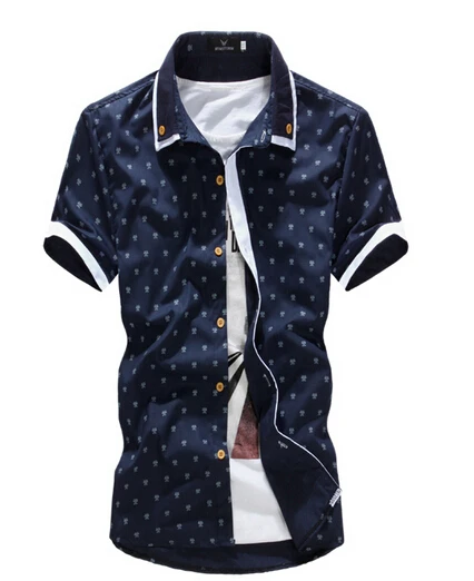 Casual shirts men slim floral short sleeved shirts high-quality fashion trend splicing male shirt Camisas Hombre free shipping