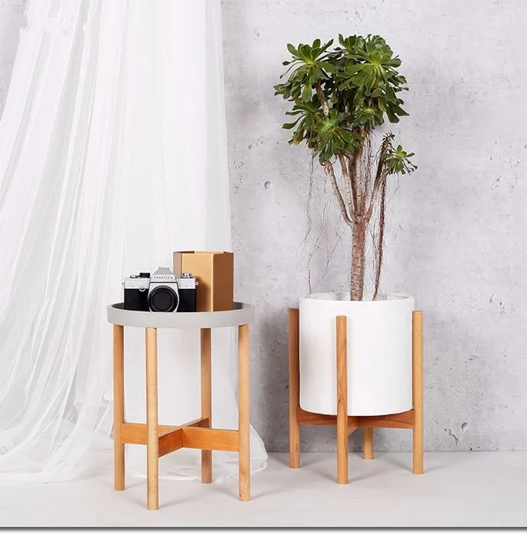 flower pot with wood stand 3