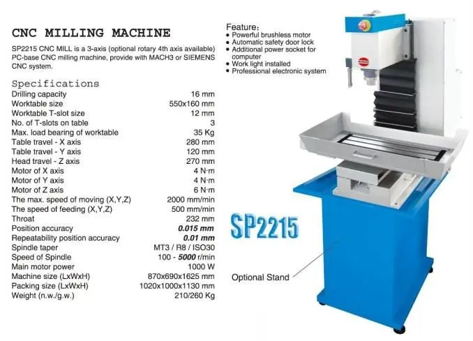 SIEG SP2215S KX3S small cnc milling machine SIEMENS 808D