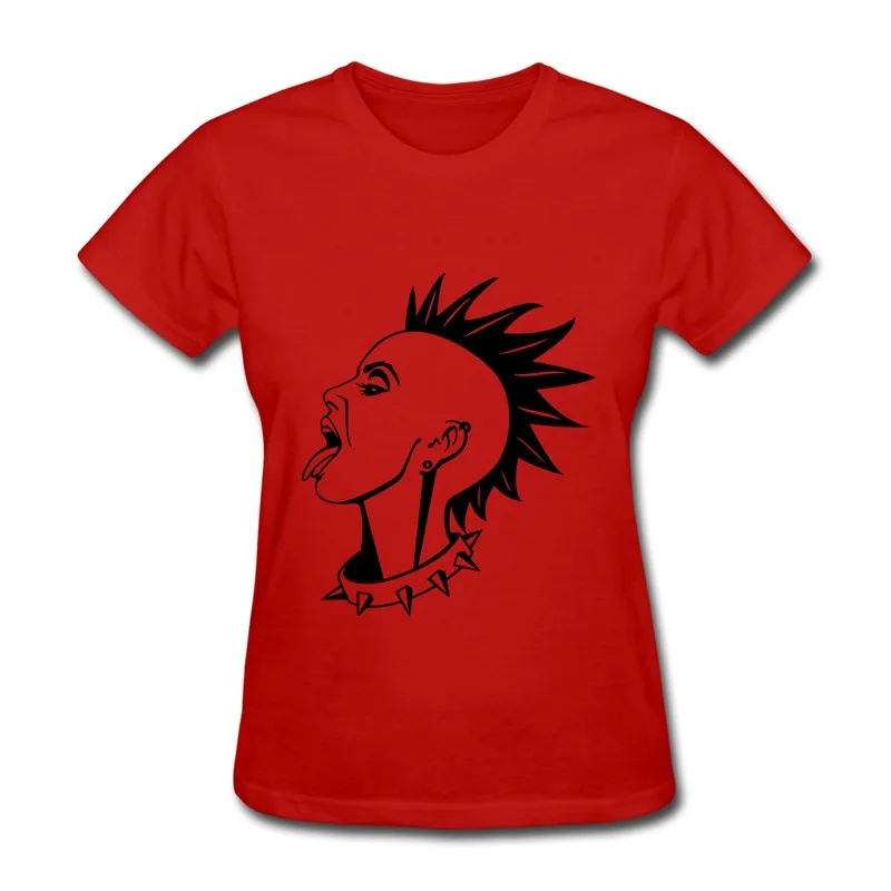 Lady Teeshirt O-Neck Punk Post Apocalyptic girl with studded collar Printing Tee Shirts for Womens Dropshipping