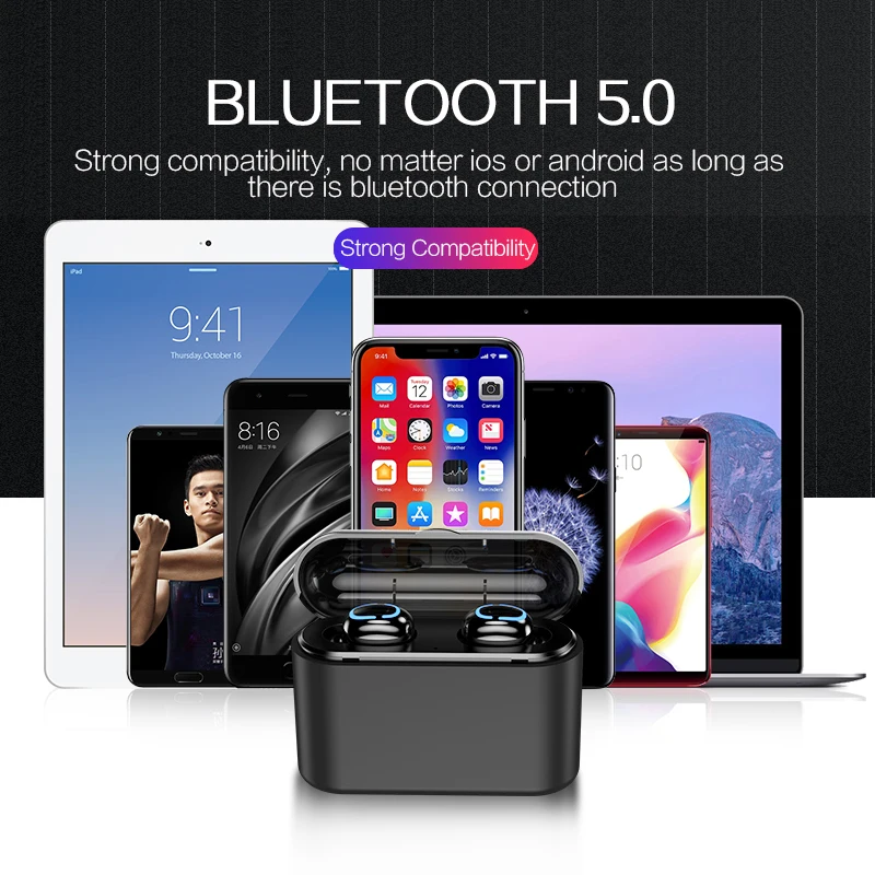 Q38 Bluetooth 5.0 Earphone with digital display TWS Wireless Headphones Sport Handsfree Earbuds 3D Stereo Gaming Headset - ANKUX.COM