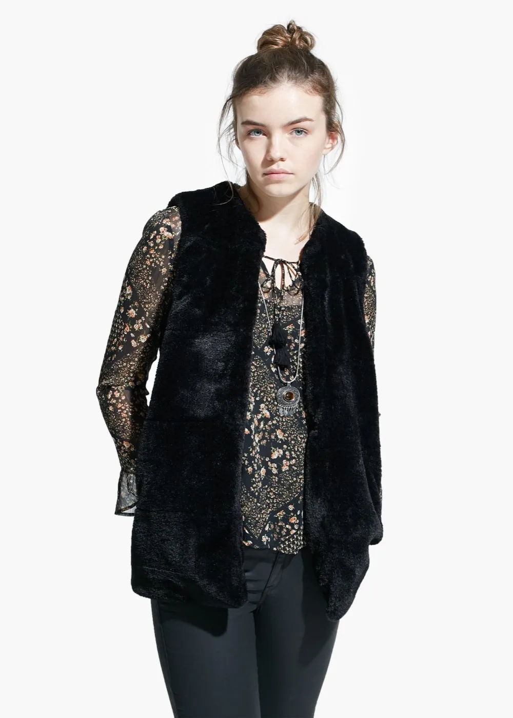 2015 Plus Size Autumn Coat Women Colete De Pele Maxi Winter Faux Fur Vest