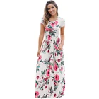 bohemian women summer short sleeve floral printed beach party dress roupa feminina vestido long maxi