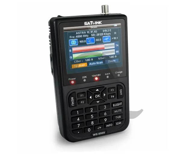 Satlink WS-6908 DVB-S FTA C&KU Band Satellite Finder Meter 3.5" LCD USB JPG MP3