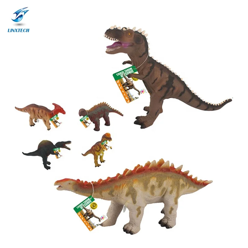 ايكو الحيوان الشكل دمية بلاستيكية حشو القطن تي ريكس ديناصور مع ألعاب نموذج IC ثلاثية الأبعاد